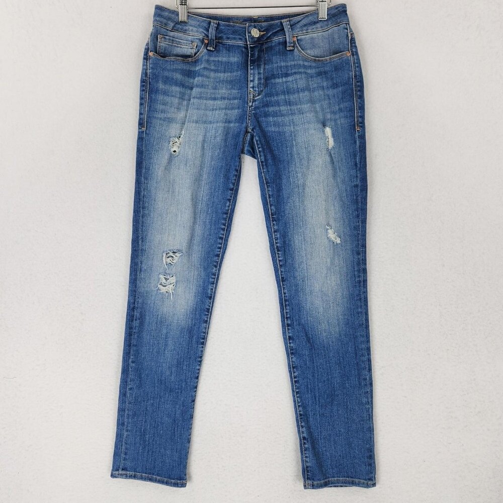 Mavi Jeans Womens 28 Blue Angie Mid Rise Slim Straight Leg Distressed Denim
